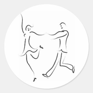 Pegatina Redonda Esbozo de parejas de baile