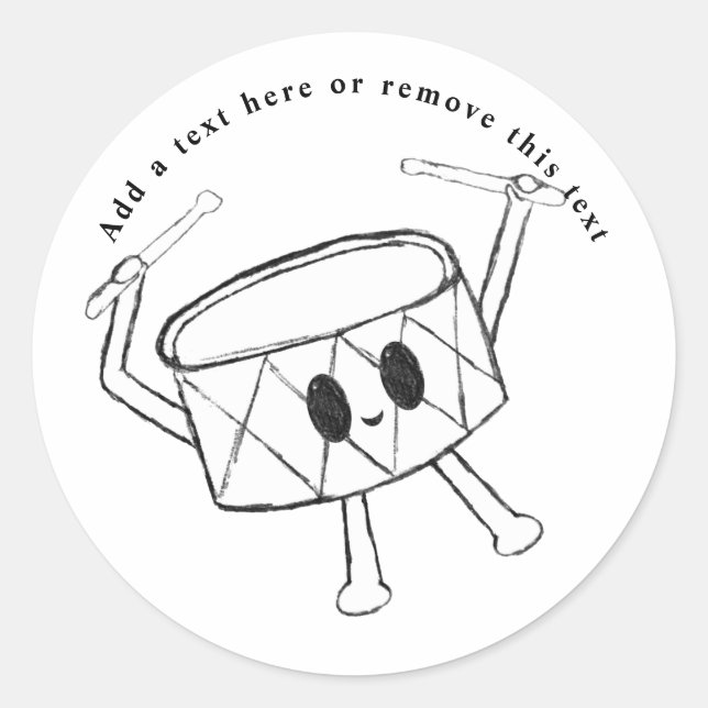 Pegatina Redonda Esbozo de tambor pequeño (Anverso)