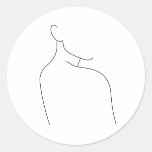 Pegatina Redonda Esbozo de una mujer