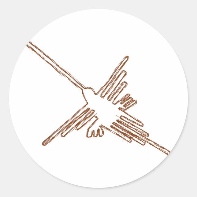 Pegatina Redonda Esbozo del colibrí de líneas de Nasca (Anverso)