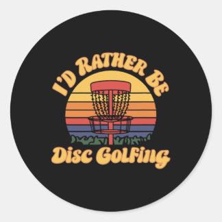 Pegatina Redonda Esbozo Retro Disc Golf, Preferiría Estar Jugando D