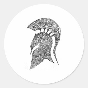Pegatina Redonda Esbozo Spartan Helmet