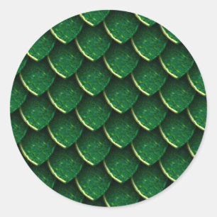 Pegatina Redonda Escala del Dragón Verde