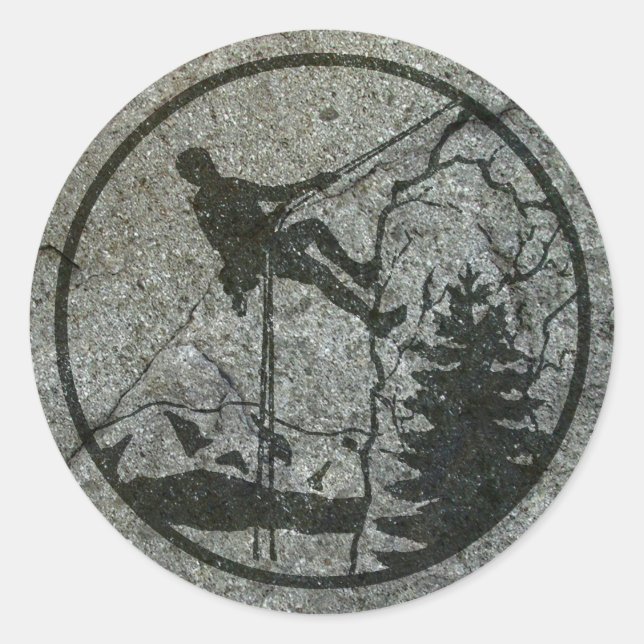 Pegatina Redonda Escalada de rock (Anverso)