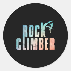 Pegatina Redonda Escalada en Roca Divertidos Entusiastas de Boulder