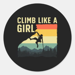 Pegatina Redonda Escalada en Roca Genial Para Mujeres Chicas Montañ