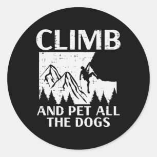 Pegatina Redonda Escalada Y Acaricia A Todos Los Perros Escalador D