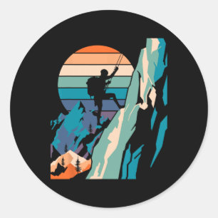 Pegatina Redonda Escalador Divertido De Roca De Montaña Bouldering 