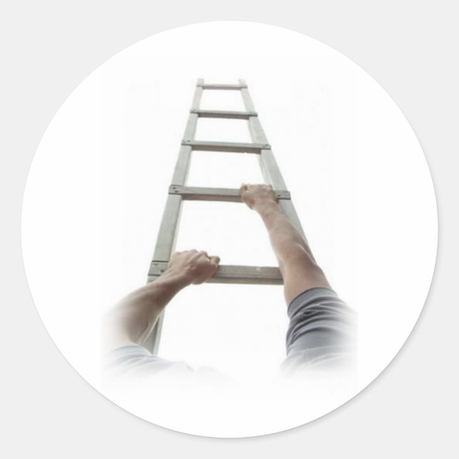 Pegatina Redonda Escalando la escalera de Jacob (Anverso)
