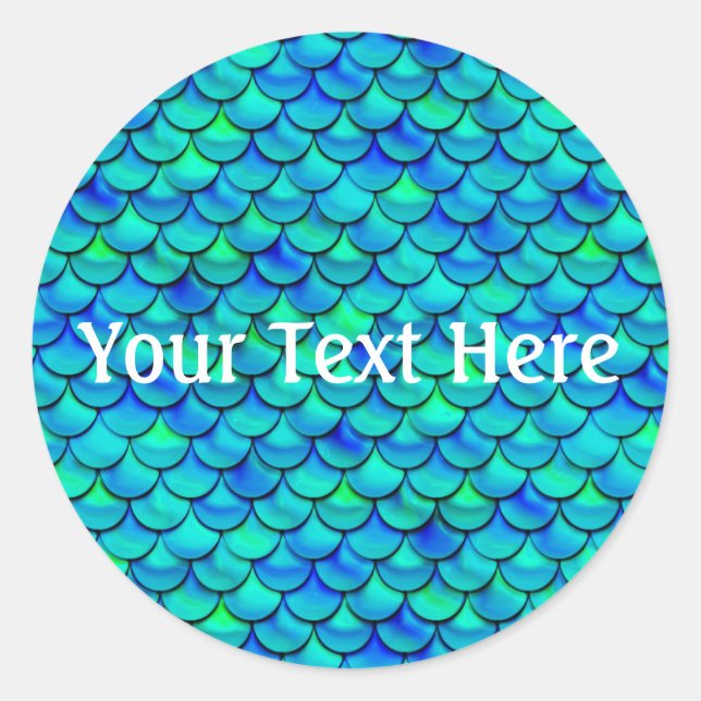 Pegatina Redonda Escalas azules de Aqua Falln (Anverso)