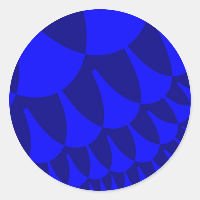 Pegatina Redonda Escalas de agua azul (Anverso)