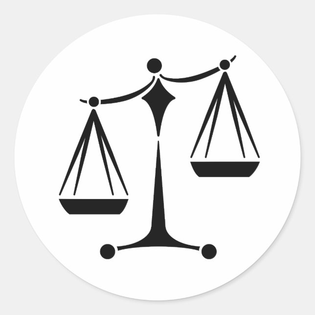 Pegatina Redonda Escalas de justicia - Derecho (Anverso)