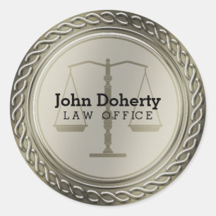 Pegatina Redonda Escalas de justicia elegantes y personalizables