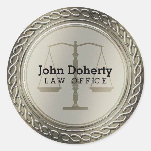 Pegatina Redonda Escalas de justicia elegantes y personalizables (Anverso)