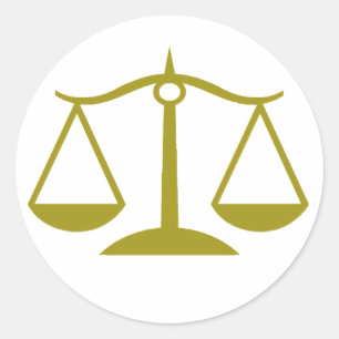 Pegatina Redonda Escalas de justicia - Oro