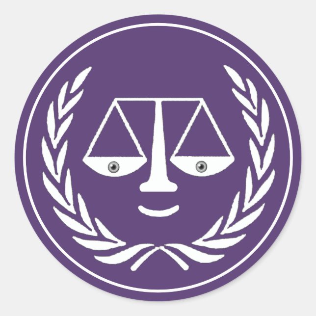 Pegatina Redonda Escalas de la justicia de los abogados (Anverso)