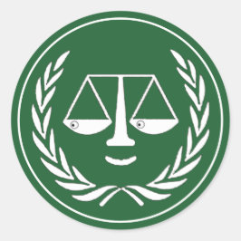 Pegatina Redonda Escalas de la justicia de los abogados