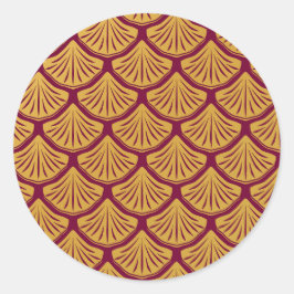 Pegatina Redonda Escalas de sirenas Art Deco - Magenta