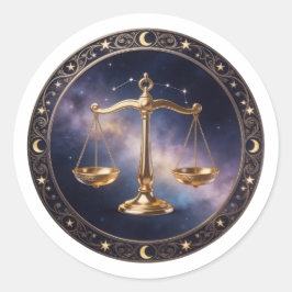Pegatina Redonda Escalas del Zodiaco de Libra