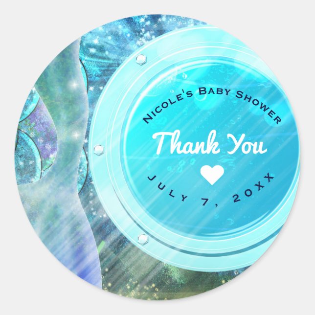 Pegatina Redonda Escamas de Sirena Encantadas Bajo el Mar Favor de  (Anverso)