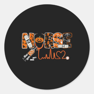 Pegatina Redonda Escandalosa enfermera Calabaza Halloween disfraces