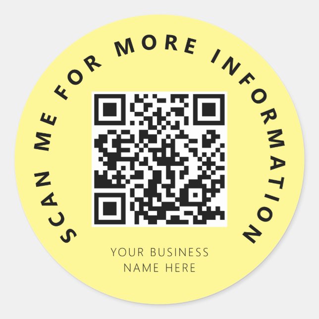 Pegatina Redonda Escanear código QR amarillo (Anverso)