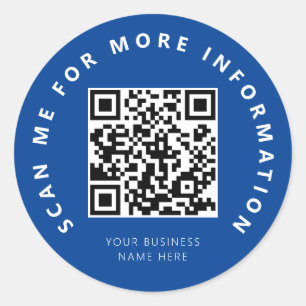 Pegatina Redonda Escanear código QR azul