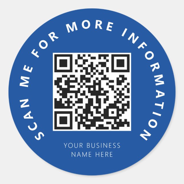 Pegatina Redonda Escanear código QR azul (Anverso)