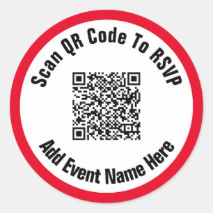 Pegatina Redonda Escanear código QR Para El Nombre De Evento RSVP C