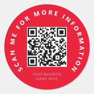 Pegatina Redonda Escanear código QR rojo