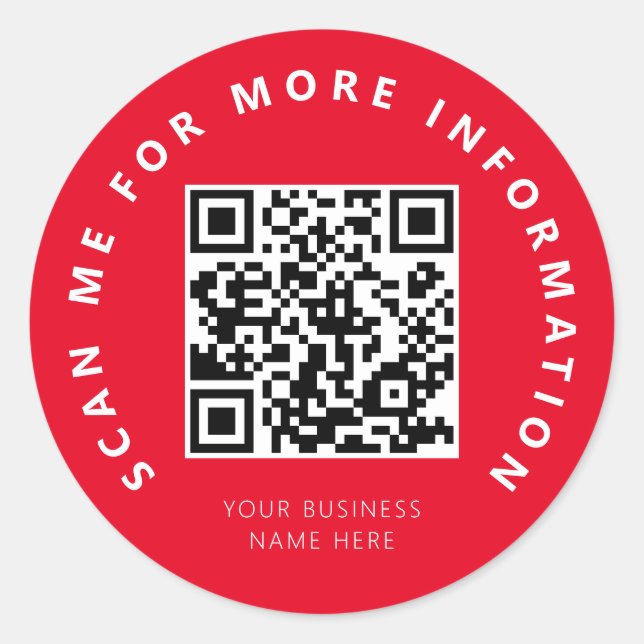 Pegatina Redonda Escanear código QR rojo (Anverso)
