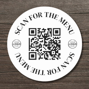 Pegatina Redonda Escaneo de código QR del menú del logotipo de la e