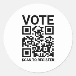 Pegatina Redonda Escaneo de votos Código QR para registrar texto en