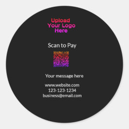 Pegatina Redonda Escaneo mínimo simple para pagar Añadir el logotip