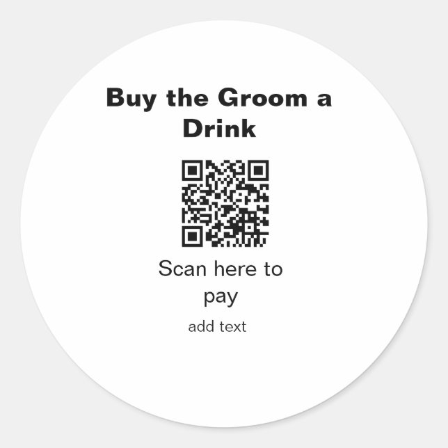 Pegatina Redonda escaneo QR de soltero para pagar una bebida al nov (Anverso)