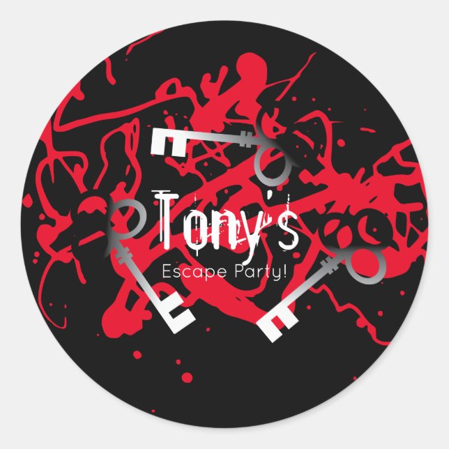 Pegatina Redonda Escape Fiesta Birthday Maze Keys Misterio (Anverso)