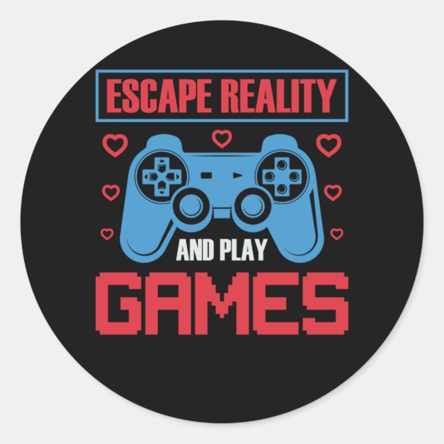 Pegatina Redonda Escape Reality and Play Games | Videojuego (Anverso)