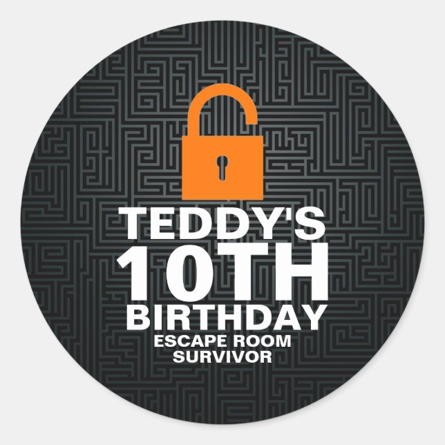 Pegatina Redonda Escape Room Murder Mystery Game Party (Anverso)