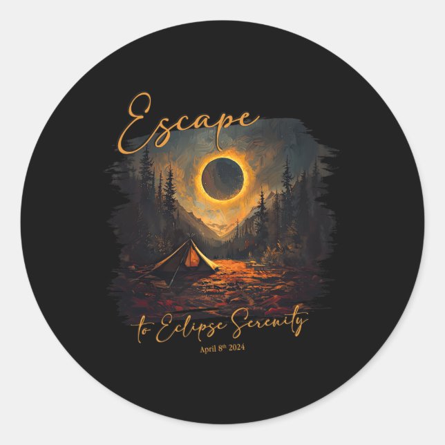 Pegatina Redonda Escape Total De Camisas De Eclipse Solar Para Ecli (Anverso)