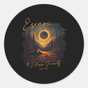 Pegatina Redonda Escape Total De Camisas De Eclipse Solar Para Ecli