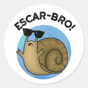Pegatina Redonda Escar-bro Funny Francés Escargot Snail Pun