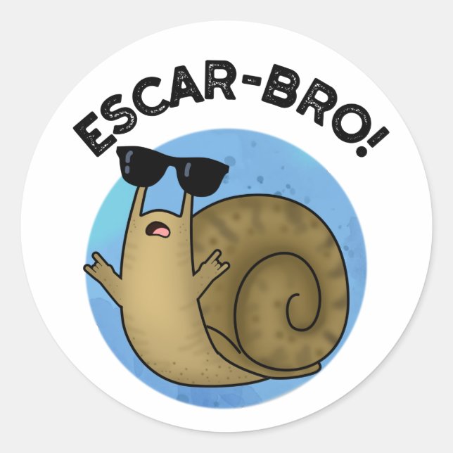 Pegatina Redonda Escar-bro Funny Francés Escargot Snail Pun (Anverso)