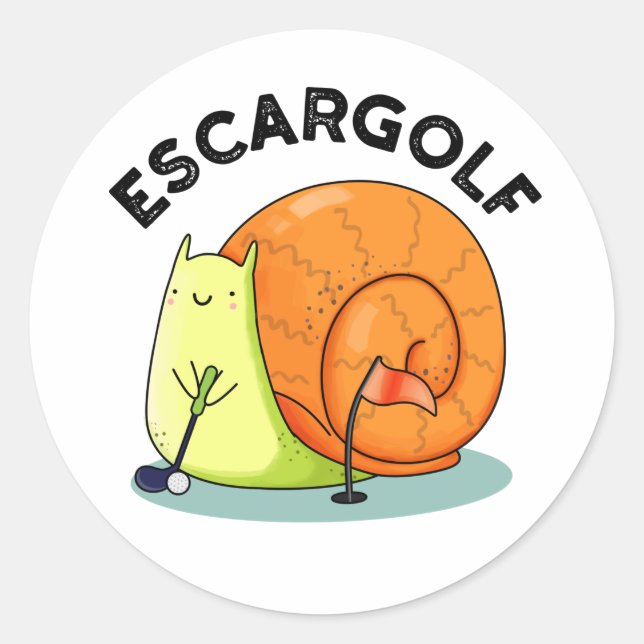 Pegatina Redonda Escar-golf Funny Escargot Snail Pun (Anverso)