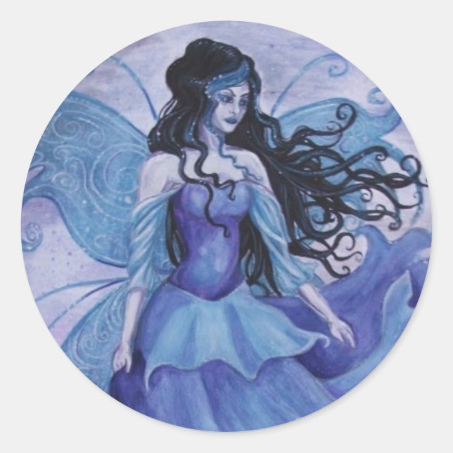 Pegatina Redonda Escarcha azul- pegatinas (Anverso)