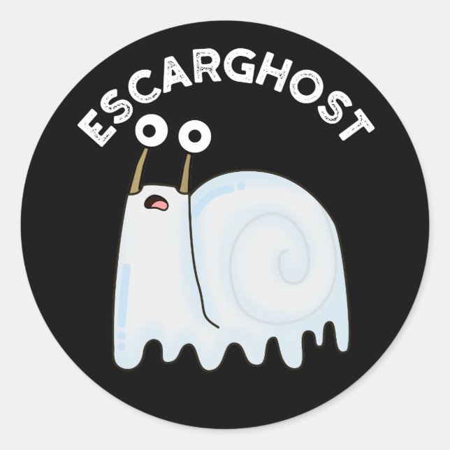 Pegatina Redonda Escarghost Gracioso Fantasma Fránico Pun Dark BG (Anverso)
