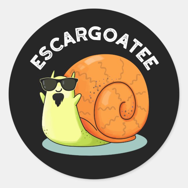 Pegatina Redonda Escargoatee Funny Snail Escargot Pun Dark BG (Anverso)