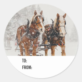 Pegatina Redonda Escena de Navidades de Wintery de la selección bel