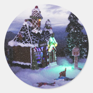 Pegatina Redonda Escena de nieve de invierno 2020 en Wonderland