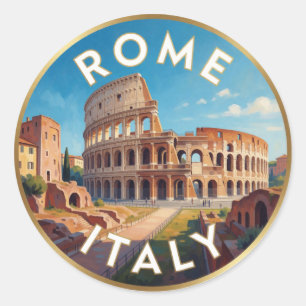 Pegatina Redonda Escena de viaje histórico Roma Italia 🏛️