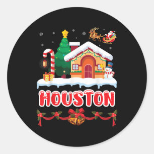 Pegatina Redonda Escena Navideña Festiva en Houston Winter Wonderla